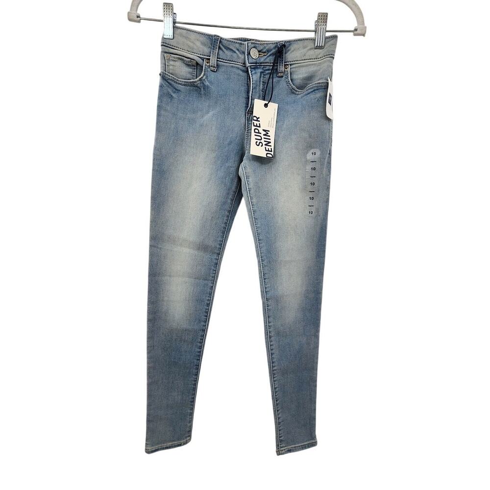 New NWT Gap Kids High Stretch‎ Super Skinny Mid Rise Jeans Light Wash 10 Reg